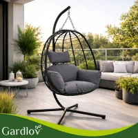 Gardlov 27652 Zavesené hojdacie kreslo s vankúšmi 185 cm, nosnosť až 150 kg, čierne