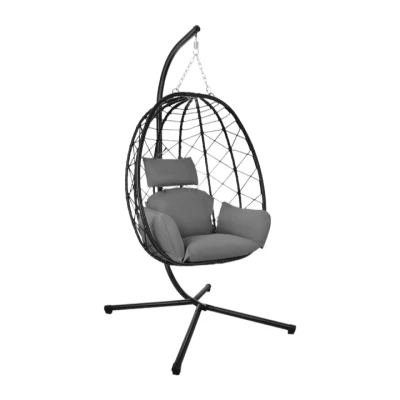 Gardlov 27652 Zavesené hojdacie kreslo s vankúšmi 185 cm, nosnosť až 150 kg, čierne