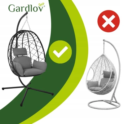 Gardlov 27652 Zavesené hojdacie kreslo s vankúšmi 185 cm, nosnosť až 150 kg, čierne