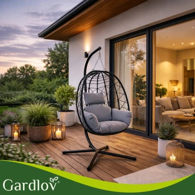 Gardlov 27652 Zavesené hojdacie kreslo s vankúšmi 185 cm, nosnosť až 150 kg, čierne