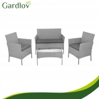 Gardlov 26910 Záhradný nábytok - pohovka, 2 kreslá, stolík so sklenenou doskou, sivý ratan
