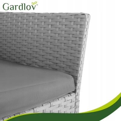 Gardlov 26910 Záhradný nábytok - pohovka, 2 kreslá, stolík so sklenenou doskou, sivý ratan