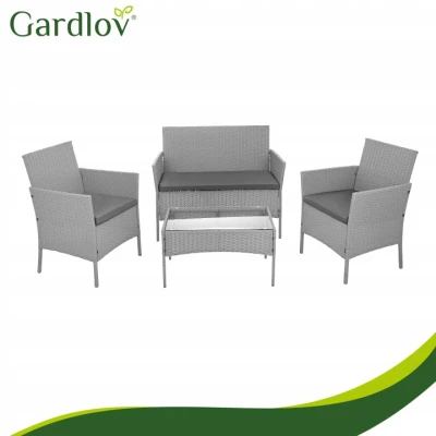 Gardlov 26910 Záhradný nábytok - pohovka, 2 kreslá, stolík so sklenenou doskou, sivý ratan