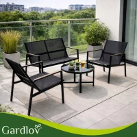 Gardlov 27622 Sada balkónového nábytku: pohovka, 2 kreslá, stôl, 4 ks, čierna