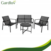 Gardlov 27622 Sada balkónového nábytku: pohovka, 2 kreslá, stôl, 4 ks, čierna