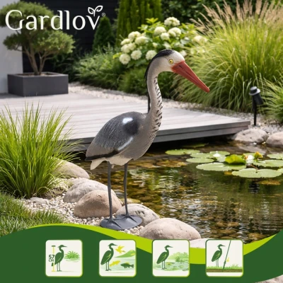 Gardlov 27419 Záhradná dekorácia volavka 66 cm, sivá