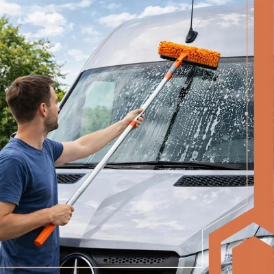Ruhhy 27685 Teleskopická stierka na okná 180 cm, 3 v 1, oranžová