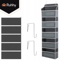 Ruhhy 27606 Zavesný organizér na dvere, 5 políc, 142 x 40 x 17 cm, sivý