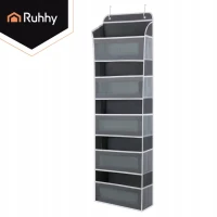 Ruhhy 27606 Zavesný organizér na dvere, 5 políc, 142 x 40 x 17 cm, sivý