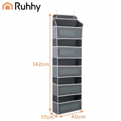 Ruhhy 27606 Zavesný organizér na dvere, 5 políc, 142 x 40 x 17 cm, sivý