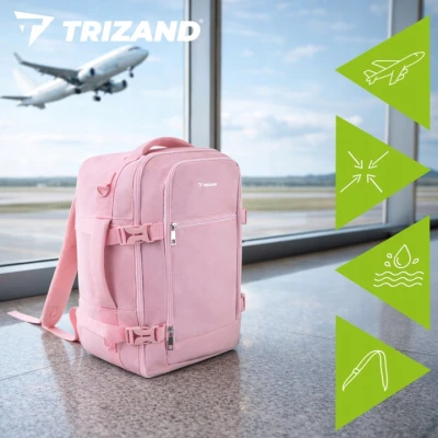 Trizand 27658 Cestovní batoh do letadla 20 l, 40 x 25 x 20 cm, růžový