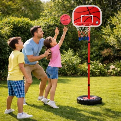 Trizand 27447 Nastavitelný basketbalový koš 109 - 170 cm s míčem a pumpičkou