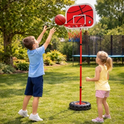 Trizand 27447 Nastavitelný basketbalový koš 109 - 170 cm s míčem a pumpičkou
