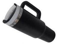 Verk 07374 Termohrnek s uchem a brčkem, nerez, 1200 ml, černý