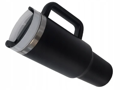 Verk 07374 Termohrnek s uchem a brčkem, nerez, 1200 ml, černý