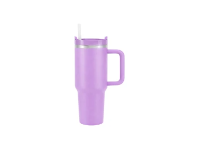 Verk 07374 Termohrnek s uchem a brčkem, nerez, 1200 ml, fialový