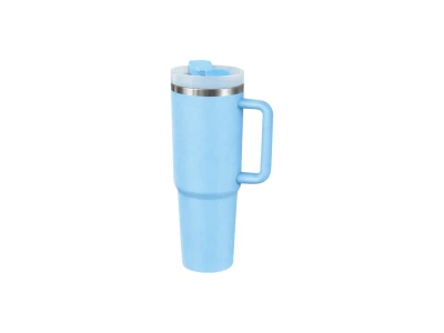 Verk 07374 Termohrnek s uchem a brčkem, nerez, 1200 ml, modrý