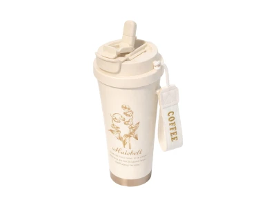 Verk 07387 Termohrnek Coffee s poutkem, nerez, 530 ml, béžový