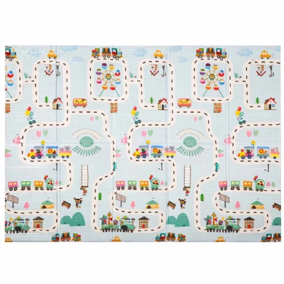 KIK KX2817 Dětská pěnová oboustranná skládací hrací podložka 150×200 cm, balónky/ulice
