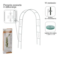 KIK KX3303 Zahradní kovový oblouk na růže a popínavé rostliny 240 cm, zelený