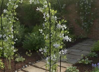 KIK KX3303 Zahradní kovový oblouk na růže a popínavé rostliny 240 cm, zelený