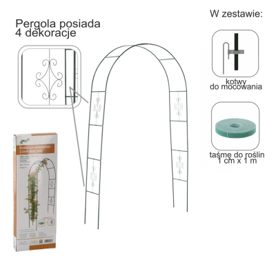 KIK KX3303 Zahradní kovový oblouk na růže a popínavé rostliny 240 cm, zelený