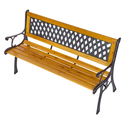 MultiGarden WYI-XG2072 Dřevěná zahradní lavice s litinovými nohami 126 x 51 cm
