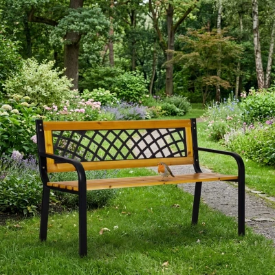 MultiGarden WYI-XG2090 Drevená záhradná lavica s priehľadným operadlom 118 x 52 cm