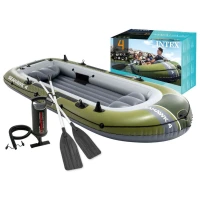 Intex 66334 Nafukovací člun pro 4 osoby s pumpou a pádly, Seahawk 4, zelený