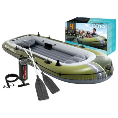 Intex 66334 Nafukovací člun pro 4 osoby s pumpou a pádly, Seahawk 4, zelený