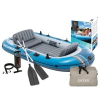 Intex 66324 Nafukovací člun pro 4 osoby s pumpou, pádly a taškou, Excursion 4, modrý