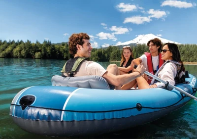 Intex 66324 Nafukovací člun pro 4 osoby s pumpou, pádly a taškou, Excursion 4, modrý