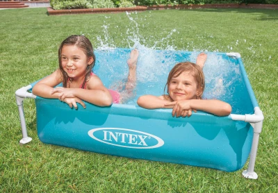 Intex 57173 Čtvercový rámový dětský bazének 122 x 122 x 30 cm, modrý