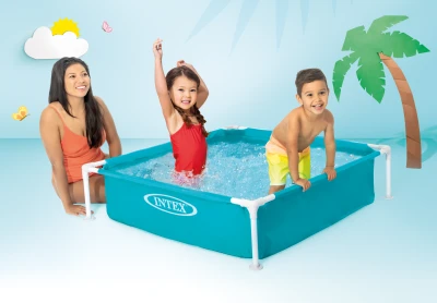 Intex 57173 Čtvercový rámový dětský bazének 122 x 122 x 30 cm, modrý