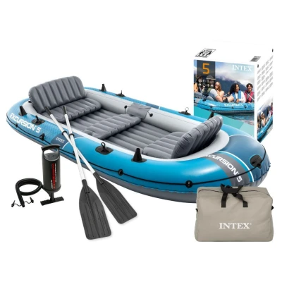 Intex 66325 Nafukovací člun pro 5 osoby s pumpou, pádly a taškou, Excursion 5, modrý