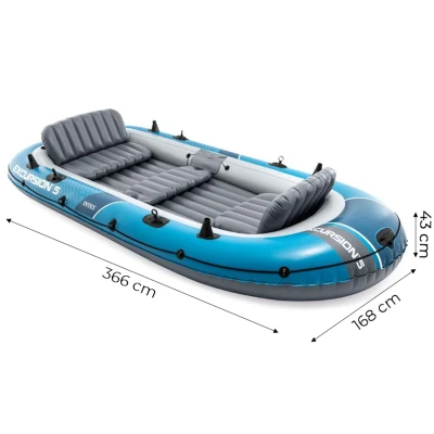 Intex 66325 Nafukovací člun pro 5 osoby s pumpou, pádly a taškou, Excursion 5, modrý