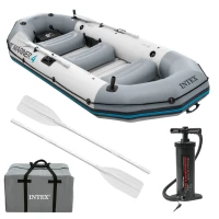 Intex 68376 Nafukovací člun pro 4 osoby s pumpou a pádly, Mariner 4, šedý