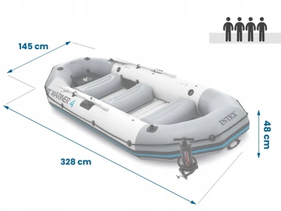 Intex 68376 Nafukovací člun pro 4 osoby s pumpou a pádly, Mariner 4, šedý