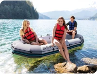 Intex 68373 Nafukovací člun pro 3 osoby s pumpou a pádly, Mariner 3, šedý