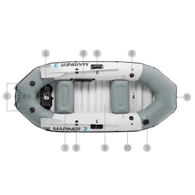 Intex 68373 Nafukovací člun pro 3 osoby s pumpou a pádly, Mariner 3, šedý