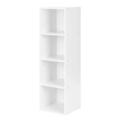 ModernHome KJZ2173 Policový regál, 4 police, MDF, bílý