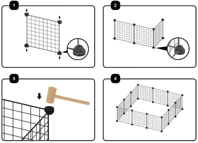 Verk 19520 Ohrada pre zvieratá, skladateľná, čierna