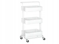 Verk 27491 Třípatrový kovový regál na kolečkách 76 x 43 x 36 cm, bílý