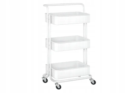 Verk 27491 Třípatrový kovový regál na kolečkách 76 x 43 x 36 cm, bílý