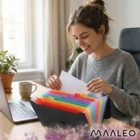 Maaleo 27227 Organizér na dokumenty s gumičkou, 13 kapes, černý