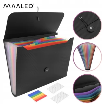 Maaleo 27227 Organizér na dokumenty s gumičkou, 13 kapes, černý