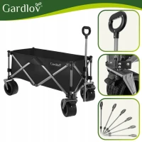 Gardlov 27543 Skladací záhradný vozík, nosnosť 200 kg, objem 150 l, rozmery 87 x 46 x 70 cm, čierny