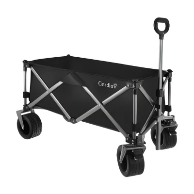 Gardlov 27543 Skladací záhradný vozík, nosnosť 200 kg, objem 150 l, rozmery 87 x 46 x 70 cm, čierny