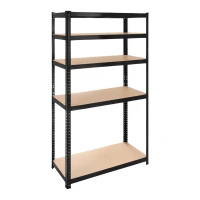 Bigstren 27340 Kovový skladovací regál, 5 polic, 180 x 90 x 40 cm, 1000 kg, černý