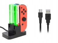 Verk 06406 Nabíjacia stanica pre 4x Joy-Con pre Nintendo Switch s LED podsvietením, USB-C